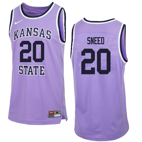 Men #20 Xavier Sneed Kansas State Wildcats College Retro Basketball Jerseys Sale-Purple